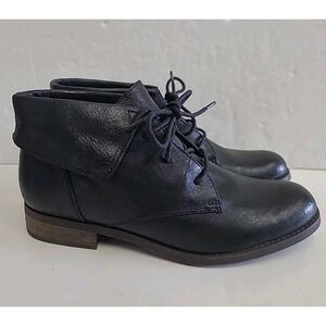 Steve Madden‎ Black Leather Folded Ankle Boots Stingrei Women's Size 8M